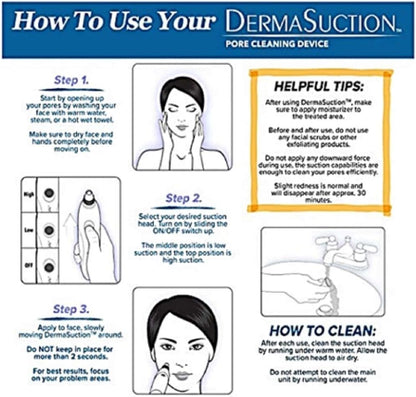 Pore cleaning device how-to guide card with step instructions and tips