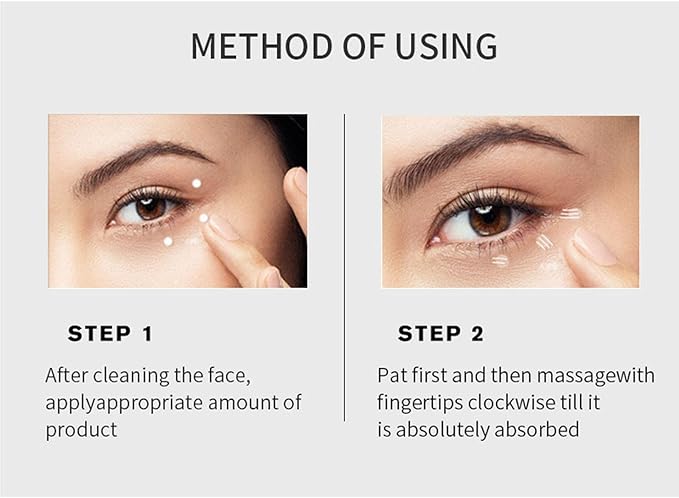 Eye essence oil application with drops on under-eye area