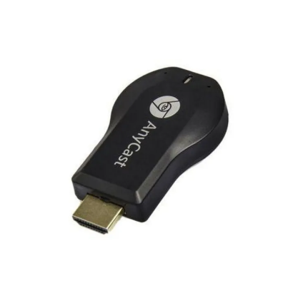 Wireless HDMI display dongle with black casing and gold HDMI plug