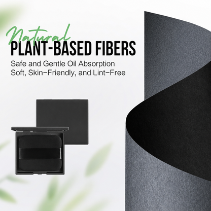Black and gray plant-fiber blotting sheets with compact and powder puff