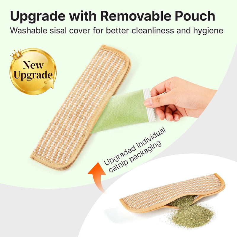 Sisal cat chew mat with a removable pouch and catnip compartment