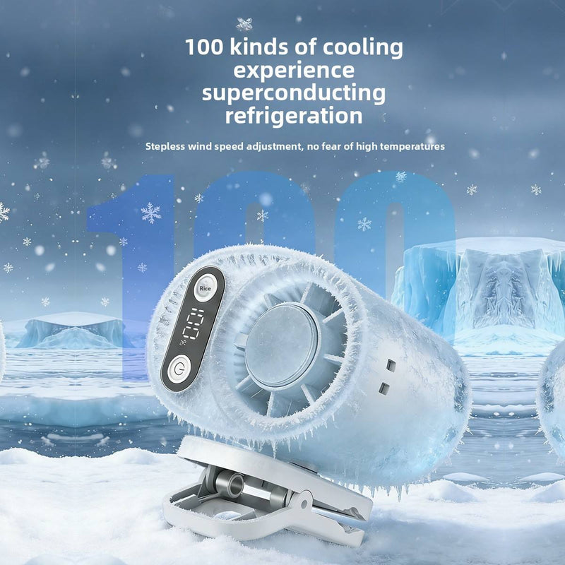 White clip-on fan with digital controls and adjustable base