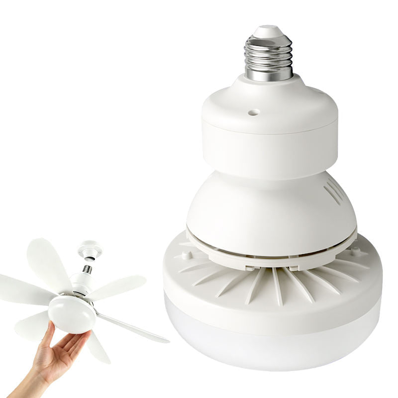 White ceiling fan light shown assembled and with its blades detached
