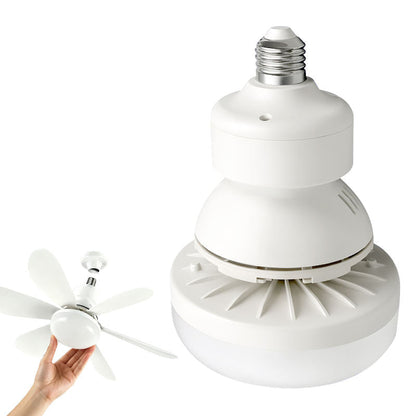 White ceiling fan light shown assembled and with its blades detached