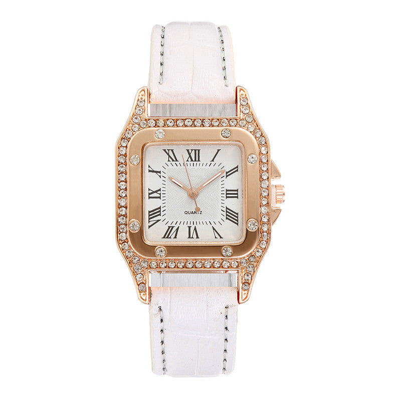 Fashion women’s square rhinestone watch suitable for daily and evening wear