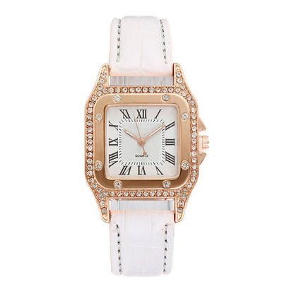 Fashion women’s square rhinestone watch suitable for daily and evening wear