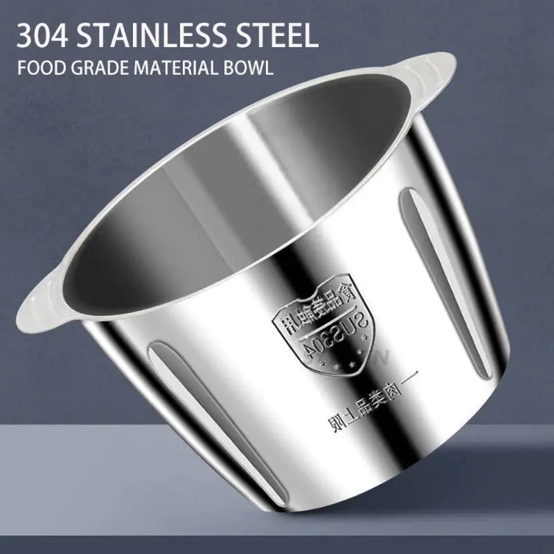 304 stainless steel food bowl for meat blender, wide pouring spout and handles