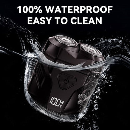 Black GEC wet and dry electric shaver with twin rotary heads and LED battery display