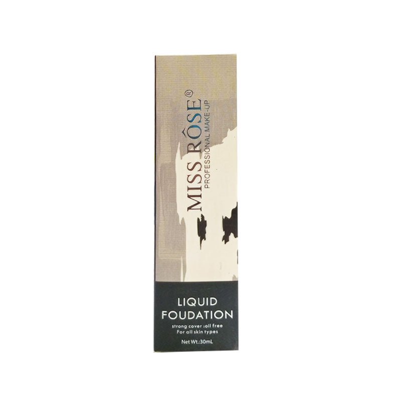 Miss Rose liquid foundation 30 ml carton with beige and black packaging