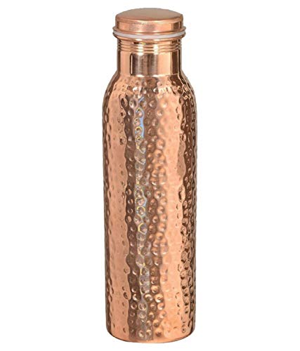 Copper bottle with a hammered finish and screw-top lid