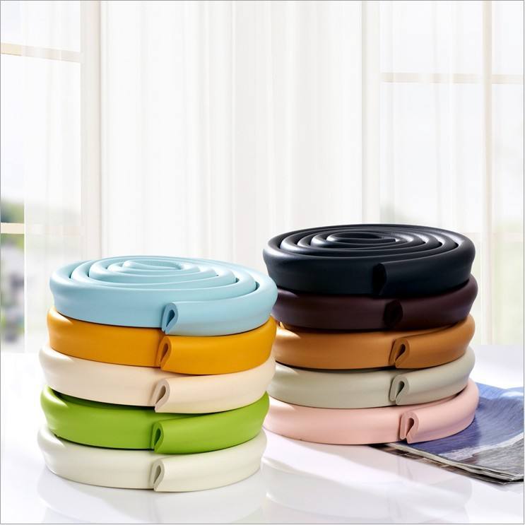 Rolled foam edge guards stacked in assorted colors
