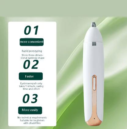 White multi-functional hair trimmer with a slim body, rose gold switch, and rotary tip