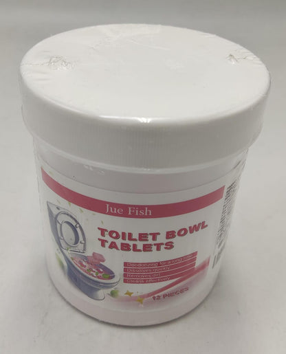 Jue Fish toilet bowl tablets in a sealed white jar