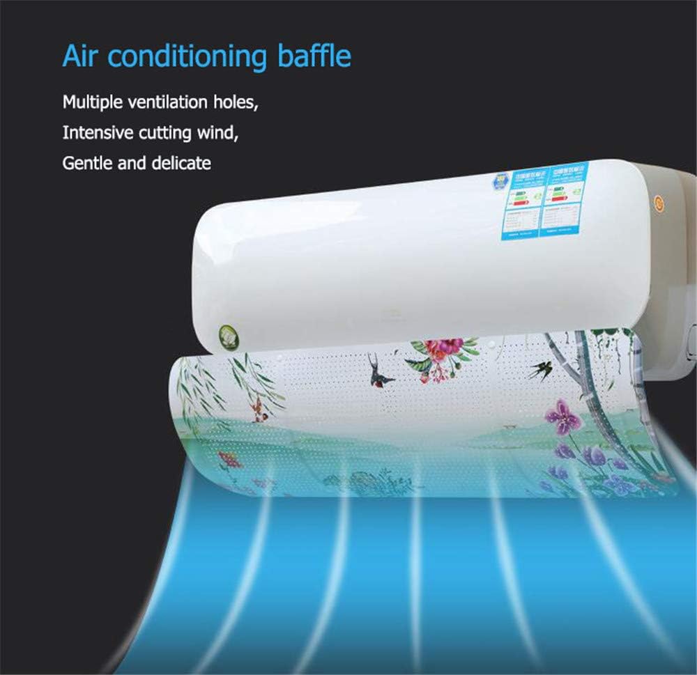 Air conditioner wind deflector with a floral bird print and perforated panel