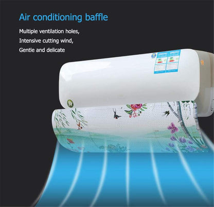 Air conditioner wind deflector with a floral bird print and perforated panel