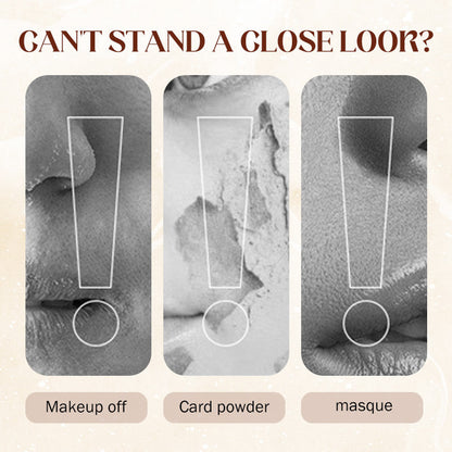 Water Light Base Stick Foundation comparison graphic showing makeup on textured skin