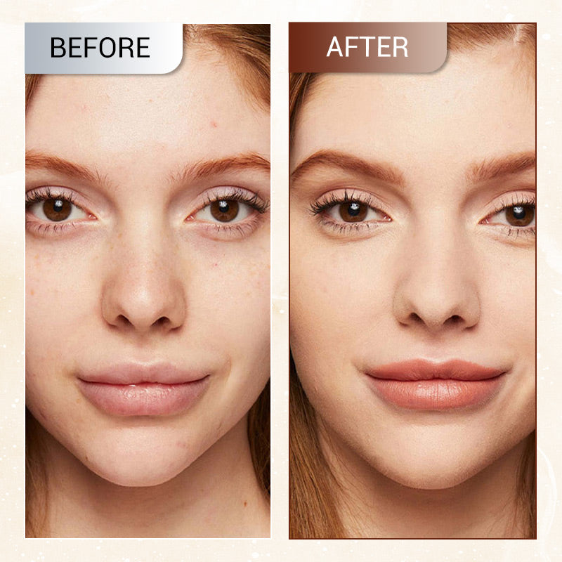 Water Light Base Stick Foundation before-and-after complexion comparison