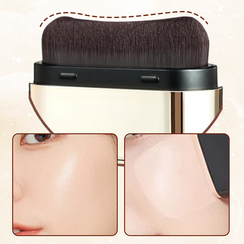 Water Light Base Stick Foundation close-up of dense brush head and creamy makeup swatch
