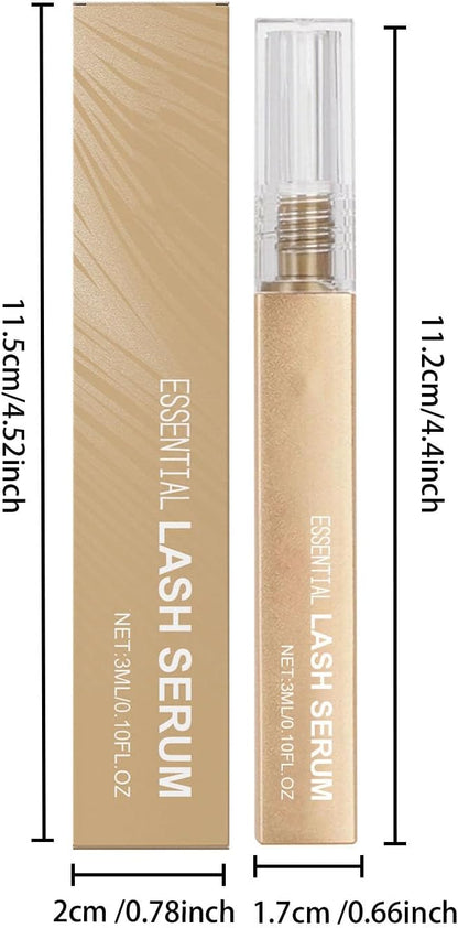 Lash serum box and tube with dimensions shown; 3 ml capacity