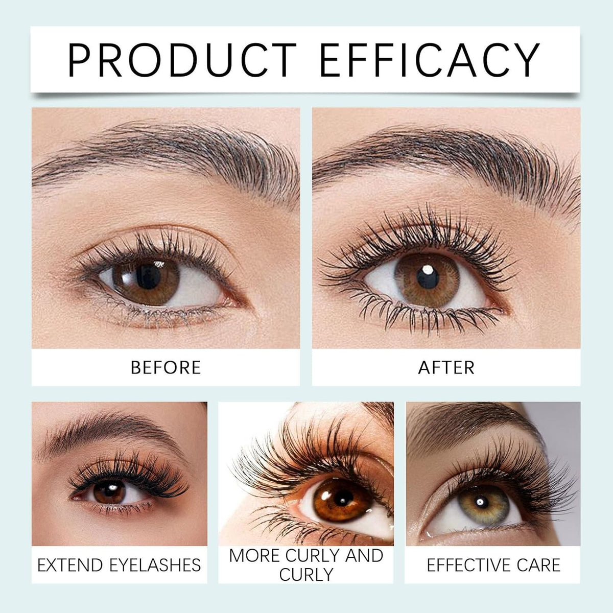 Lash serum results graphic comparing lashes before and after use